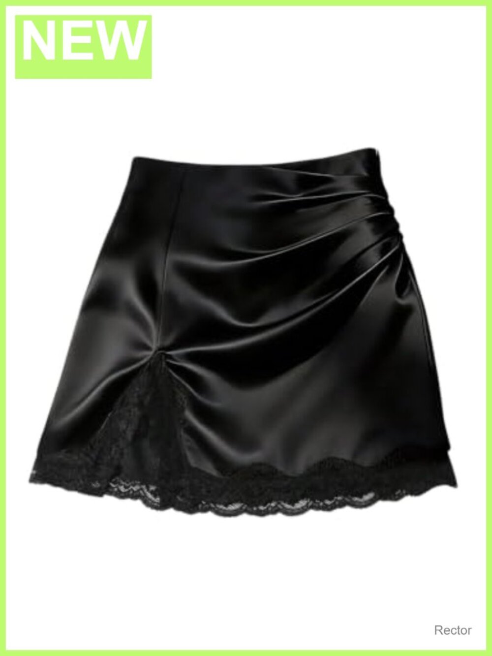 Lace Satin Slit Mini Skirt Ruched Bodycon High Waisted Night Out